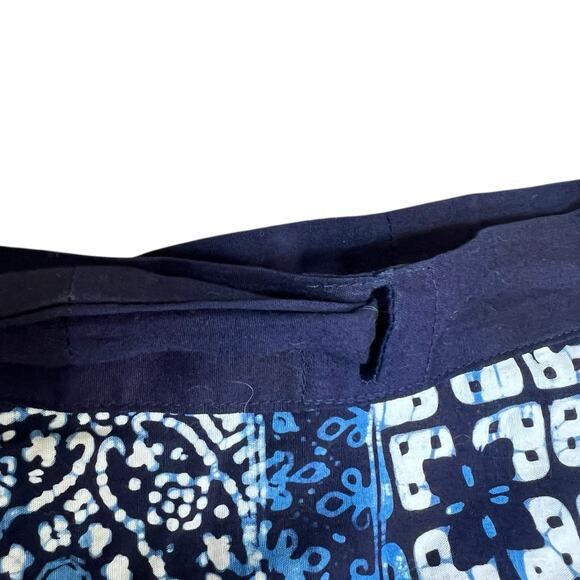 Batik Keris Navy Blue Wrap Skirt One Size Wax Print Cotton - Picture 6 of 12